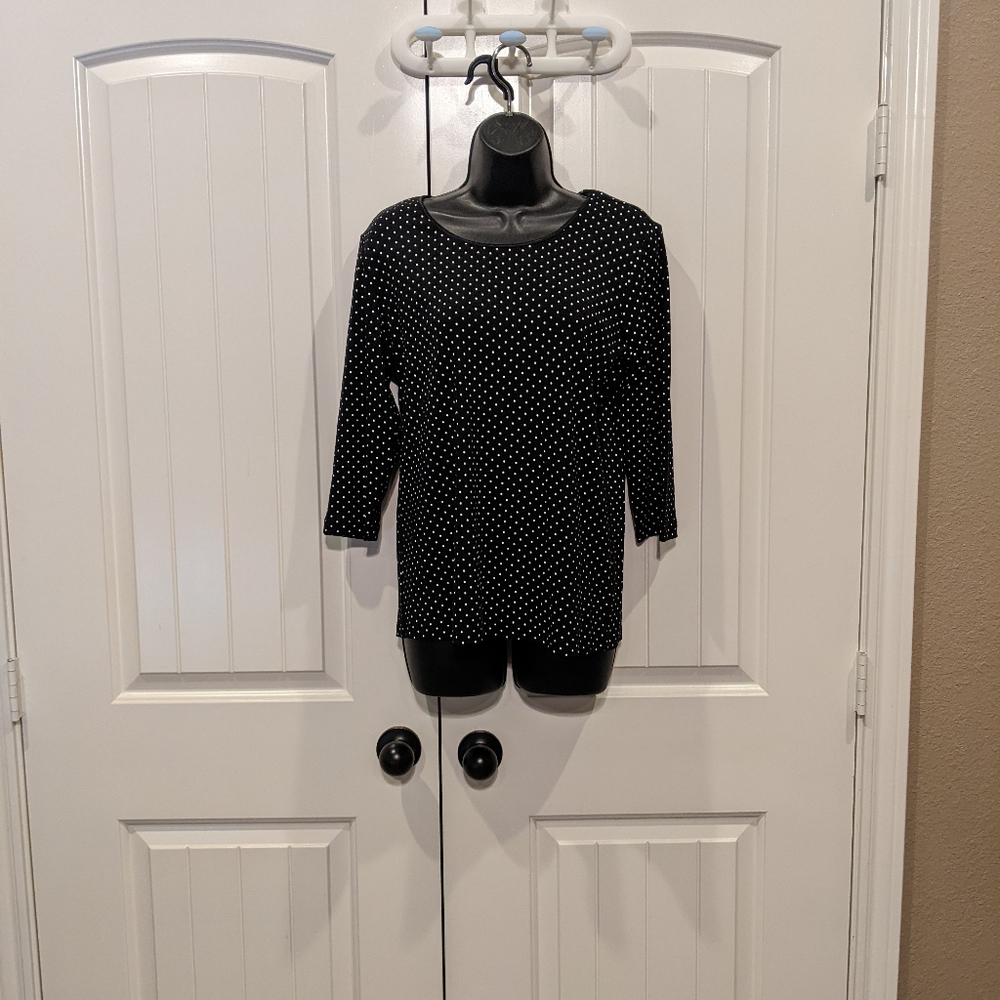 Christopher and Banks large 3/4 sleeve black and white blouse
